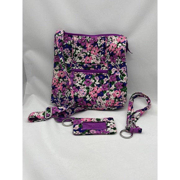 Vera Bradley Crossbody zip ID wallet and Lanyard Flower Garden Pattern - Picture 1 of 1